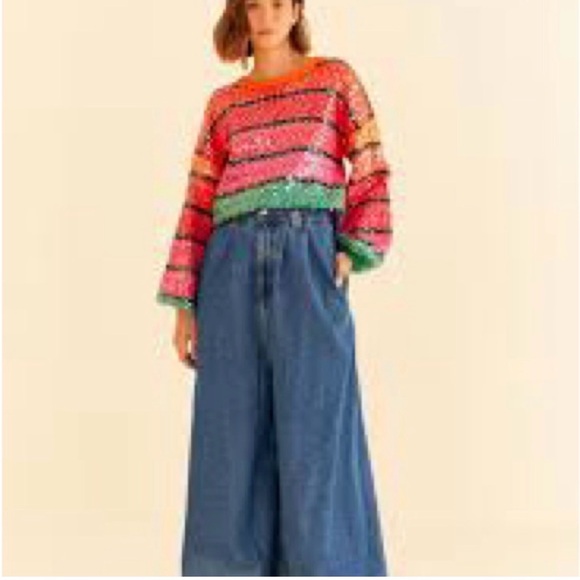 FARM RIOColorful Sequin Striped Sweater - Picture 3 of 4